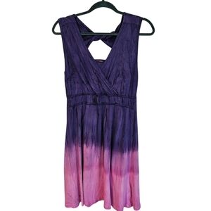 Prana Sarafina Purple/Pink Rain-wash Organic Cotton Athletic Sleeveless Dress  L